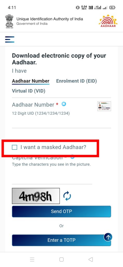 Masked Aadhar