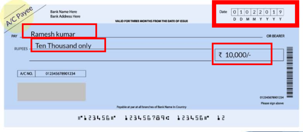 बैंक चेक (Bank Cheque) कैसे भरें Hindi - सही तरीका